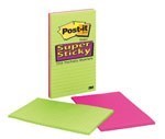3M 5845-Ssuc Post-It Super Sticky Ruled Meeting Notes 123X200Mm Assorted Jewel Pop Pack 4