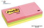 3M 630-6An Post-It Notes Ruled Neon 73X73Mm Assorted Pack 6