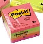 3M 654-5Pk Post-It Notes 76X76Mm Neon Assorted Pack 5