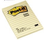 3M 660 Post-It Ruled Pad 98 X 149Mm Yellow
