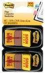 3M 680-Sh2 Post-It Message Flags Sign Here Yellow Twin Pack 100