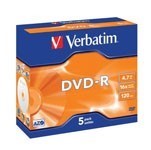 Verbatim Dvd-R 4.7Gb 16X Jewel Case Pack 5