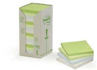 3M 654Rtp PostIt Recycled Notes 76 X 76Mm Assorted Pastels Pack 16