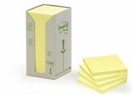 3M 654Rty PostIt Recycled Notes 76 X 76Mm Yellow Pack 16