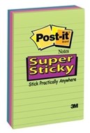 3M 6603Ssuc PostIt Super Sticky Notes Lined 98 X 149Mm Jewel Pop Assorted Colours Pack 3