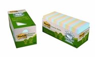 3M 654R-24Cp-Ap Post-It 100% Recycled Greener Notes 76X76Mm Cabinet Pack 24 Pads Of 75 Sheets Pastel