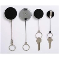 Rexel Retractable Key Holder Metal With Keyring And Cord Black