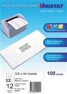 Unistat 38947 Multipurpose Label 12Up 68X70Mm Pack 100