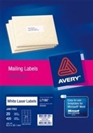 Avery 952000 L7160 Laser Labels Address 21 Per Sheet White Pack 20