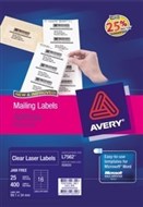Avery 959050 L7562 Quick Peel Clear Laser Labels Mailing Address 16 Per Sheet Pack 25