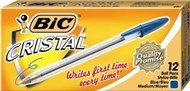 Bic Cristal Ballpoint Pens Medium Blue Box 12