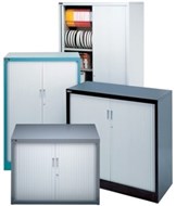 Brownbuilt Waratah Tambour Door Cupboards Full Height 5 Shelves 1980 X 900 X 475Mm Silver Grey