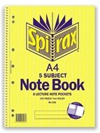 Spirax 596 Side Opening Spiral Notebook A4 5 Subject 250 Pages