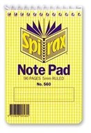 Spirax 560 Top Opening Spiral Note Pad Pocket 96 Page