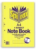 Spirax 606 Side Opening 4 Subject A4 320 Page Spiral Notebook