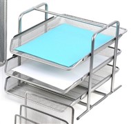 Italplast I340 S Wire Mesh Document Tray Set 3 Tier Silver