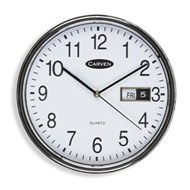 Carven Cl285S Wall Clock 285Mm With Date Silver Rim