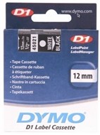 Dymo D1 Labelling Tape White On Black 12Mm X 7M