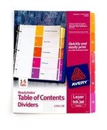 Avery 920120 L7411-5 Readyindex Dividers Parts 1-5