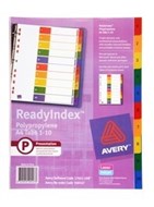 Avery 920147 L7411-10 Readyindex Dividers Pp Multicolour 1-10 Tabs