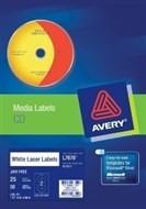 Avery 960101 L7676 Laser Labels Media Full Face Cd/Dvd 2 Per Sheet Pack 25