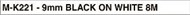 Brother M-K221 Labelling Tape Black On White 9Mm X 8M