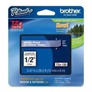 Brother Tze-135 Tape12Mm White On Clear Laminated