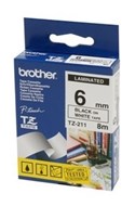 Brother Tze-211 Labelling Tape Black On White 6Mm X 8M