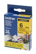 Brother Tze-611 Labelling Tape Black On Yellow 6Mm X 8M