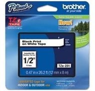 Brother Tze-231V2 12Mm Black On White Tape Twin Pack