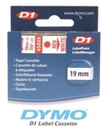 Dymo D1 Labelling Tape Red On White 19Mm X 7M