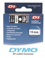 Dymo D1 Labelling Tape White On Black 19Mm X 7M