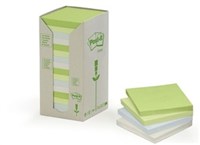 3M 654Rtp PostIt Recycled Notes 76 X 76Mm Assorted Pastels Pack 16