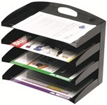 Marbig Metal Desktop Organisers 4 Tier 385L X 325H X 235D Mm Black