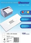 Unistat 38930 Multipurpose Label 4Up 105X148Mm Pack 100
