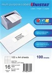 Unistat 38932 Multipurpose Label 16Up No Margin 105X37Mm Pack 100
