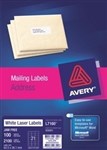 Avery 959001 L7160 Laser Labels Address 21 Per Sheet White Pack 100