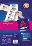 Avery 959022 L7551 Quick Peel Clear Laser Mailing Labels Mini Address 65 Per Sheet 25 Pack