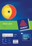 Avery 960101 L7676 Laser Labels Media Full Face CdDvd 2 Per Sheet Pack 25