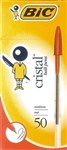 Bic Cristal Ballpoint Pens Medium Red Box 50