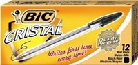 Bic Cristal Ballpoint Pens Medium Black Box 12