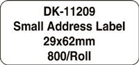 Brother Dk11209 Address Label Small 29 X 62Mm White Roll 800