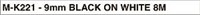 Brother MK221 Labelling Tape Black On White 9Mm X 8M