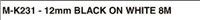 Brother Mk231 Labelling Tape Black On White 12Mm X 8M