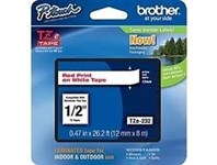 Brother Tze232 Tape12Mm Red On White Laminated