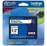 Brother Tze231V2 12Mm Black On White Tape Twin Pack