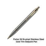 Parker Ballpoint Im Brushed Stainless Steel Gold Trim