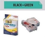 Dymo D1 Labelling Tape Black On Green 12Mm X 7M